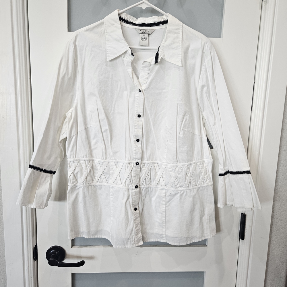 Nexx White Blouse with Black Trim